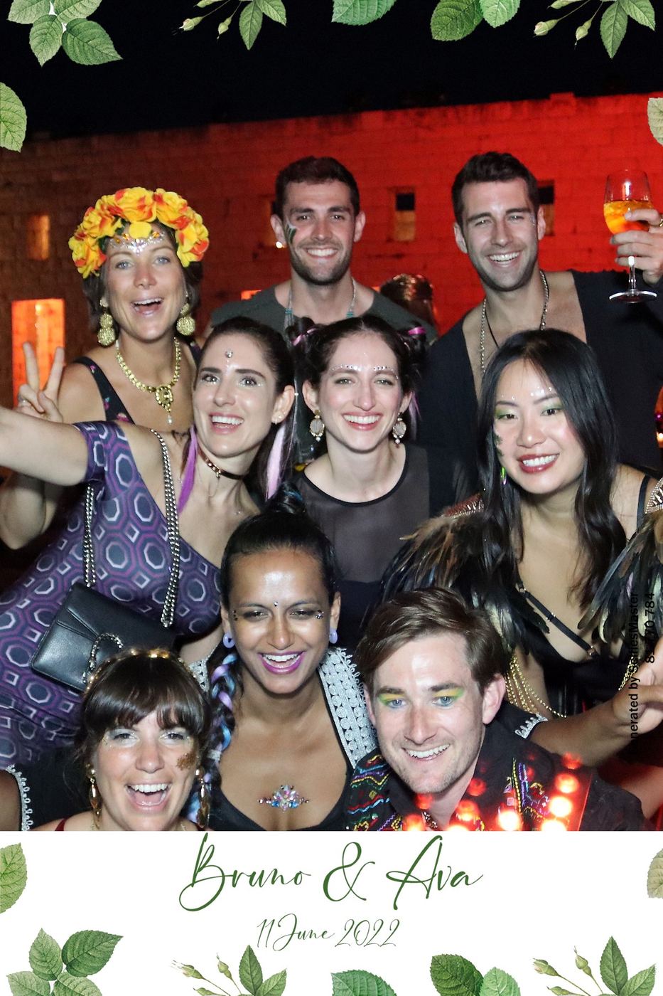 Festive group celebrating at night